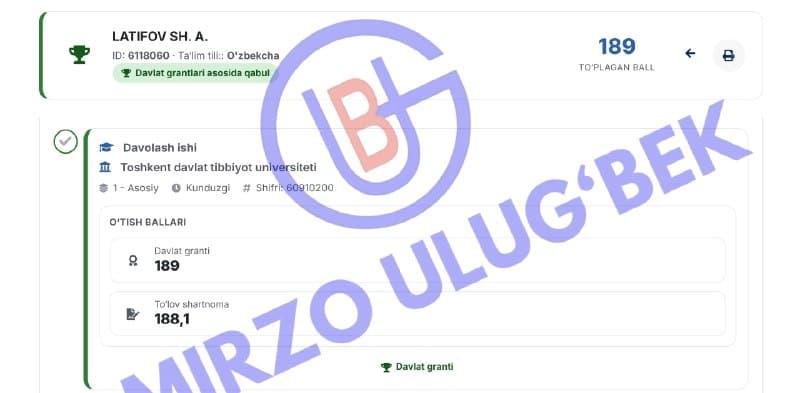 Mirzo Ulug'bek xususiy maktabining o'quvchisi BMBA imtihonida ajoyib…