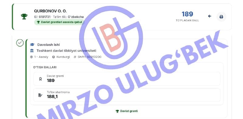🎓 Muxammadjon Qurbonov, maktabimizning o'quvchisi Toshkent Davlat Tibbiyot Univ…