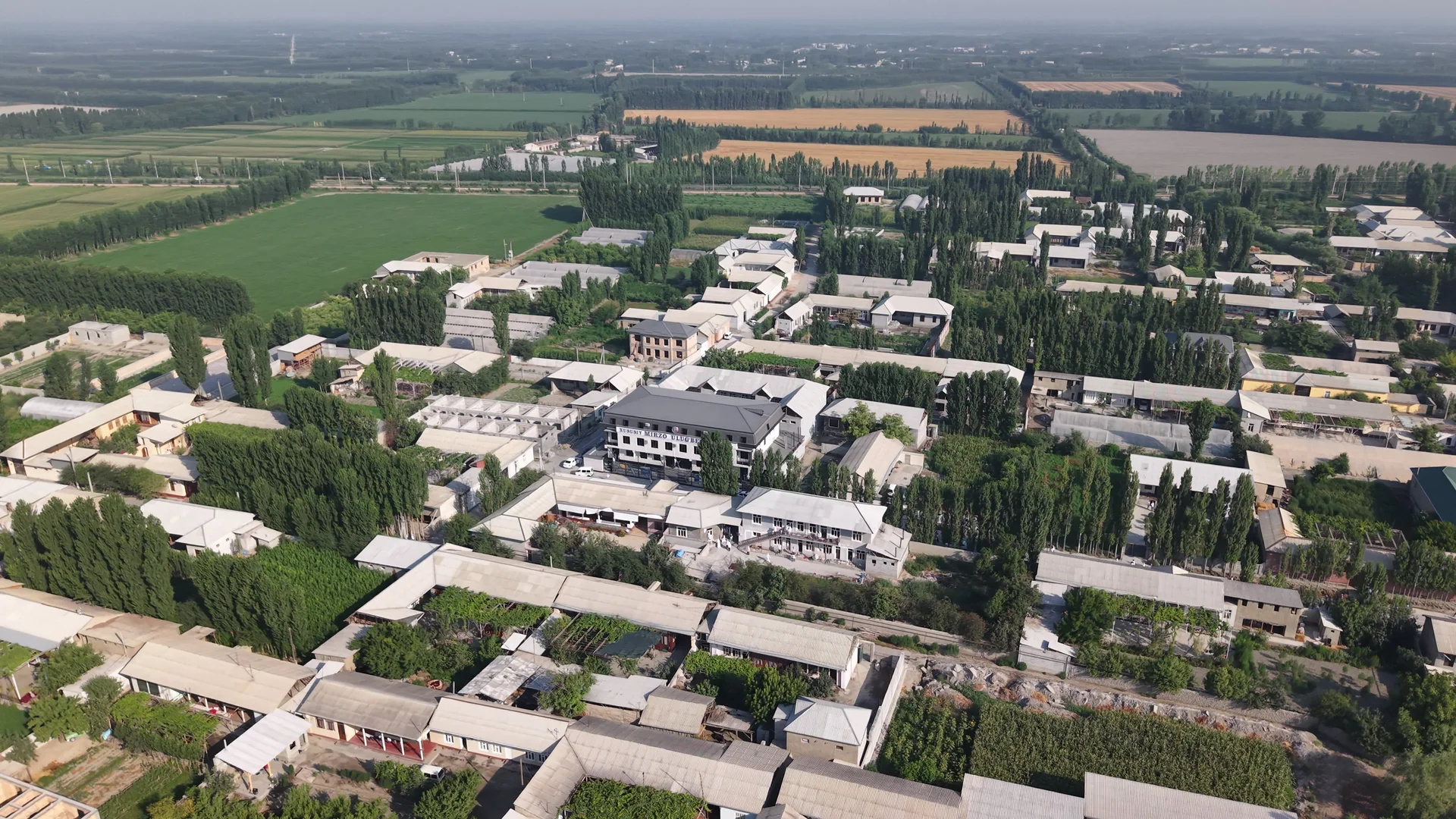 Qayrog’och va Uchko’prik — maktab hududi, dron panoramasi